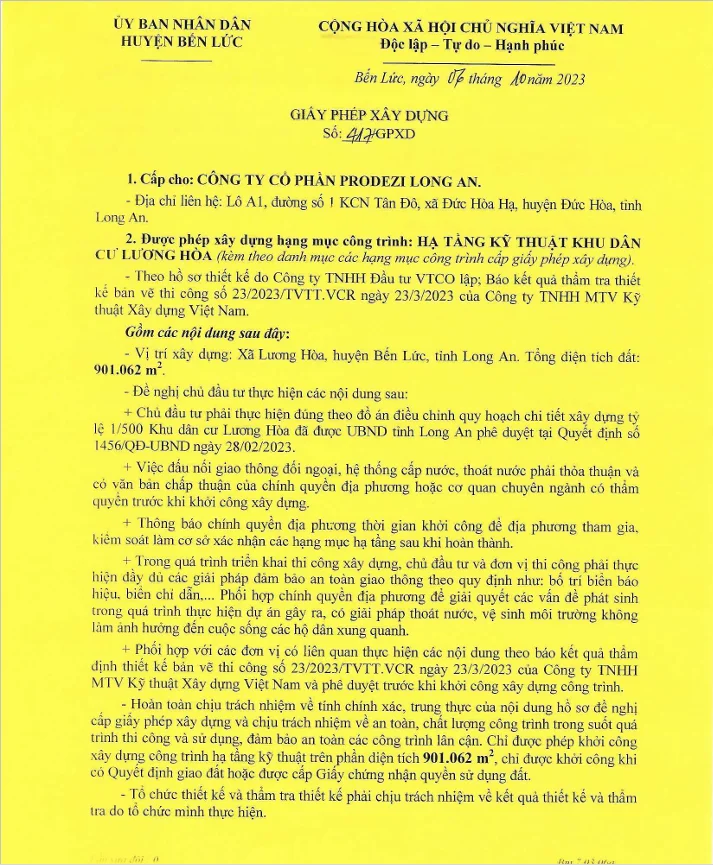 GIẤY PHÉP XÂY DỰNG LAHOME